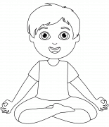 Garçon faisant du yoga (position du lotus) - coloriage n° 928