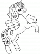 Jolie licorne cabrée - coloriage n° 930