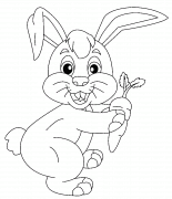 Lapin au grand sourire avec une carotte - coloriage n° 945