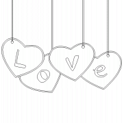 Coeurs de la Saint Valentin suspendus - coloriage n° 96