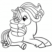 Licorne bleue assise - coloriage n° 968