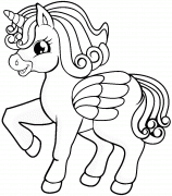 Licorne bleue à la crinière multicolore - coloriage n° 969