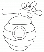 Une ruche d'abeilles sur une branche d'arbre - coloriage n° 970