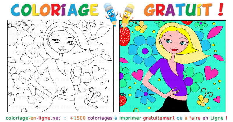 Coloriage Jolie Fille en Ligne Gratuit à imprimer